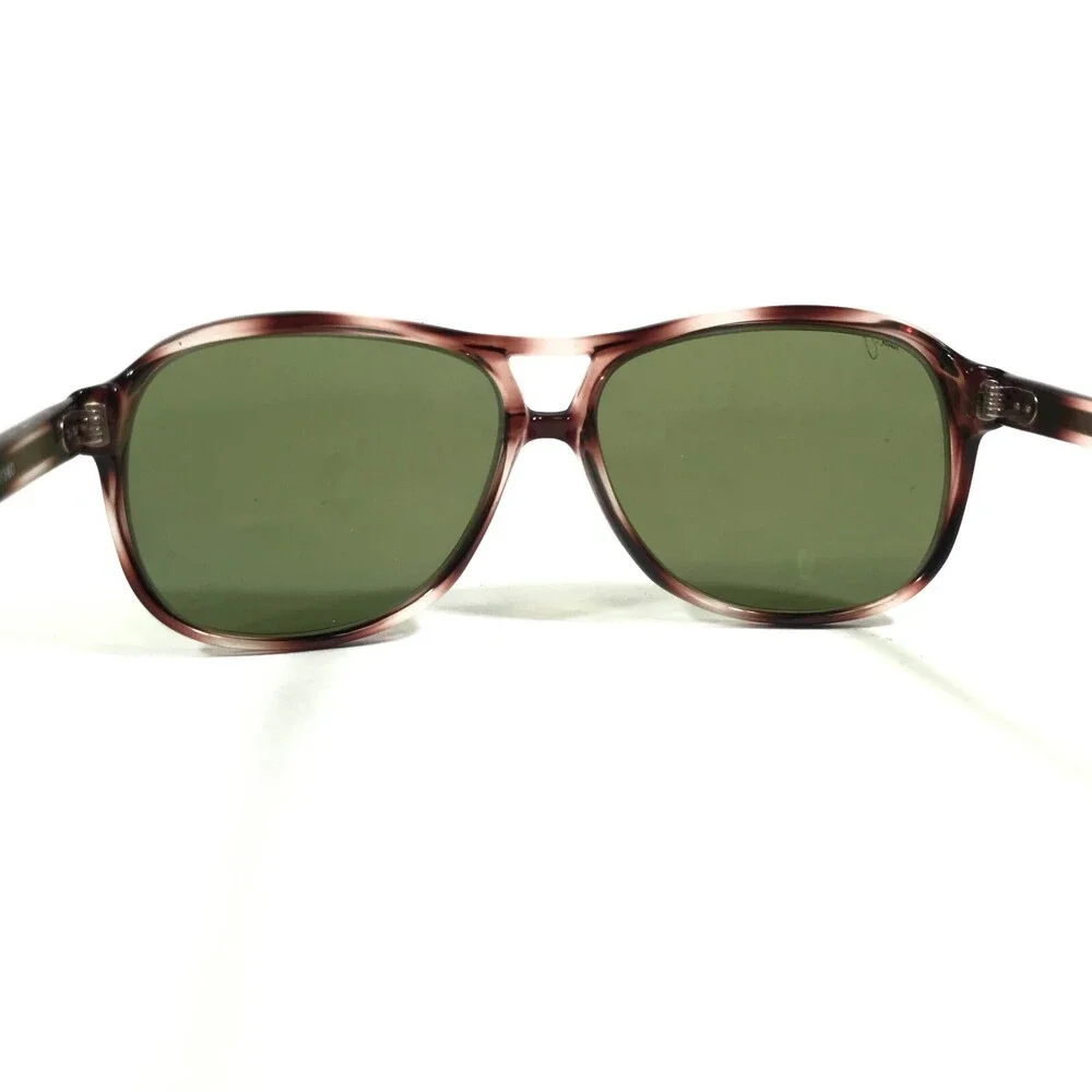 Kenmark Sunglasses REGGIE GREY MOTTLE Brown Pink Round Frames w/ Green Lenses